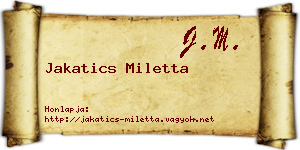 Jakatics Miletta névjegykártya